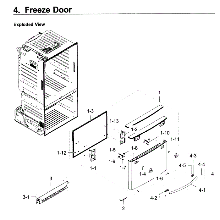 Freezer Door Diagram and Parts List for RF23HCEDBSR AA-13 Samsung Refrigerator