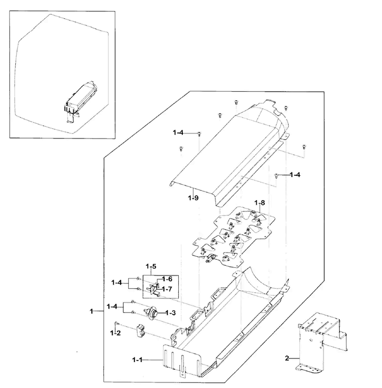Heater Assy Diagram and Parts List for DV328AEW XAA-0001 Samsung Dryer