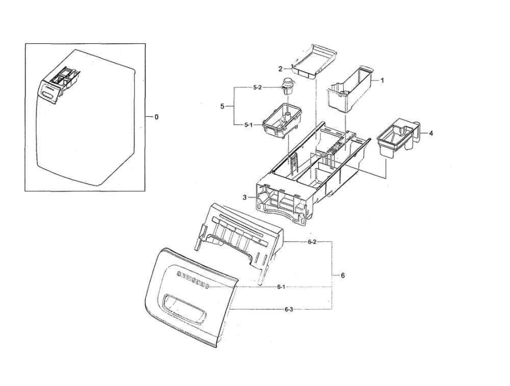 Drawer Parts Diagram and Parts List for WF45N5300AF US-00 Samsung Washer