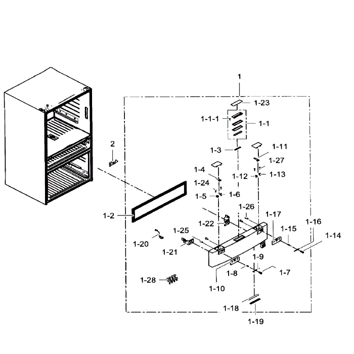 Flexzone Door Diagram and Parts List for RF24FSEDBSR AA-07 Samsung Refrigerator