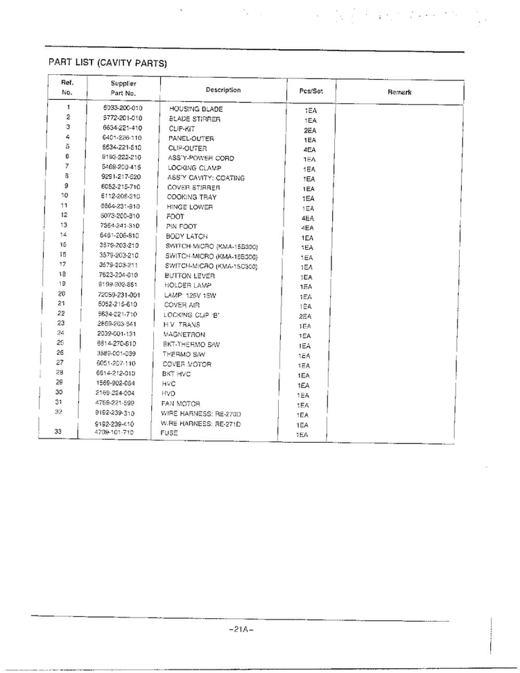 Complete Microwave Page 4 Diagram and Parts List for MW2070U XAA Samsung Microwave