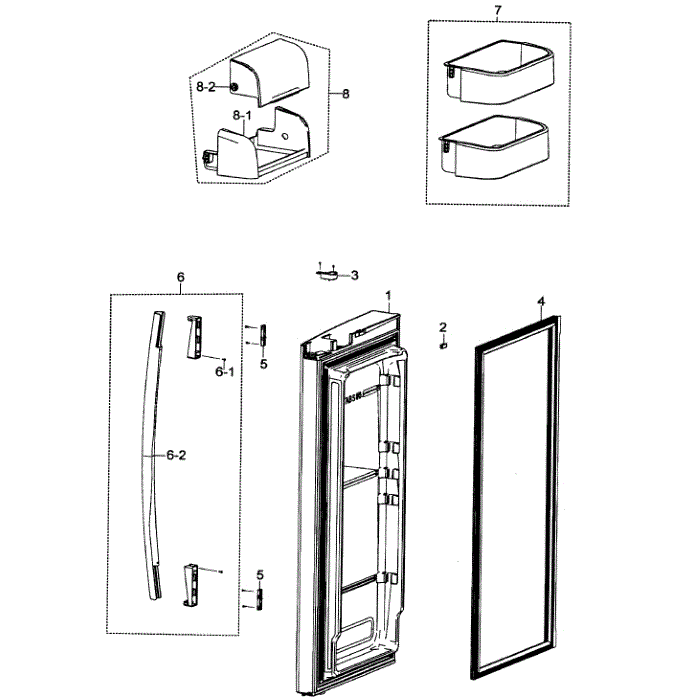 Right Door Diagram and Parts List for RF266AZWP XAA-00 Samsung Refrigerator
