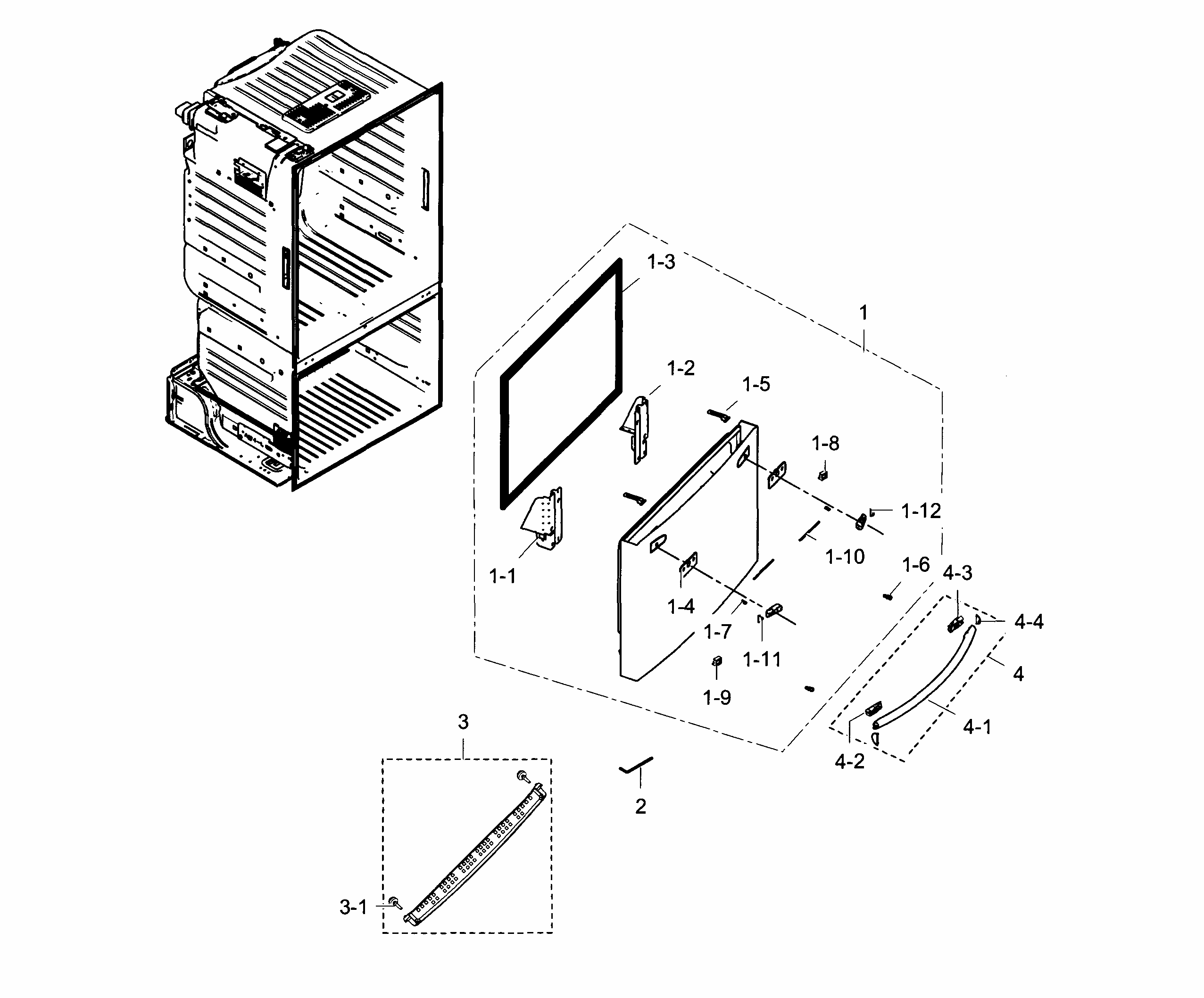 Freezer Door Diagram and Parts List for RF23HCEDBWW AA-0006 Samsung Refrigerator