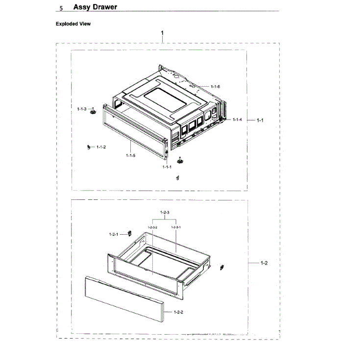 Drawer Diagram and Parts List for NE59K3310SW AA-00 Samsung Range
