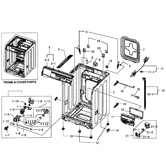 Cabinet Assembly Diagram and Parts List for WF331ANR XAA-04 Samsung Washer