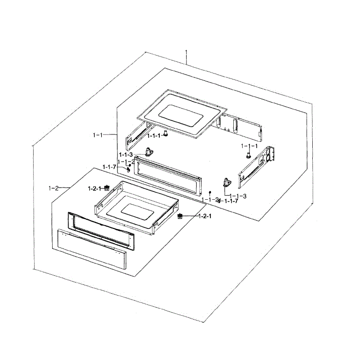 Drawer Assembly Diagram and Parts List for NE594R0ABWW AA-01 Samsung Range