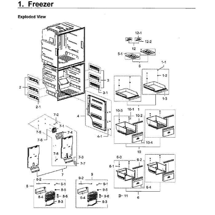 Freezer Diagram and Parts List for RF28K9380SR AA-02 Samsung Refrigerator