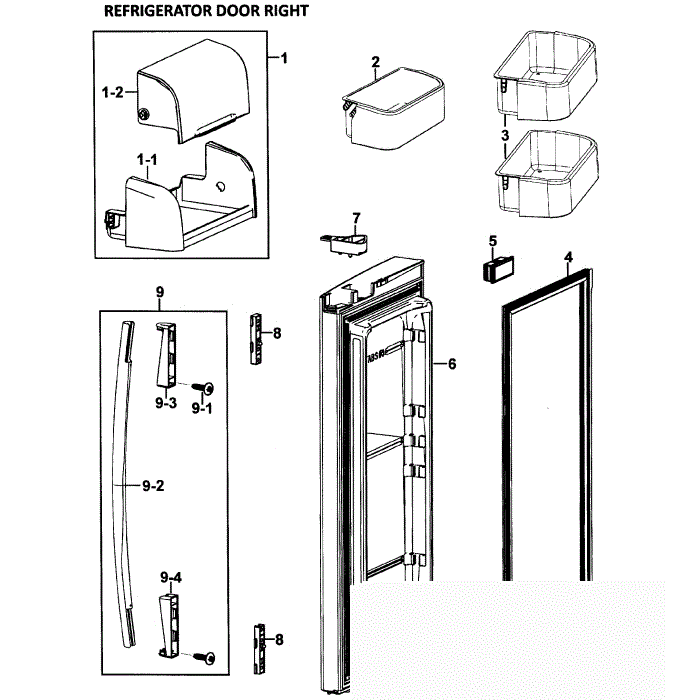 Right Door Diagram and Parts List for RF26VABBP XAA-00 Samsung Refrigerator