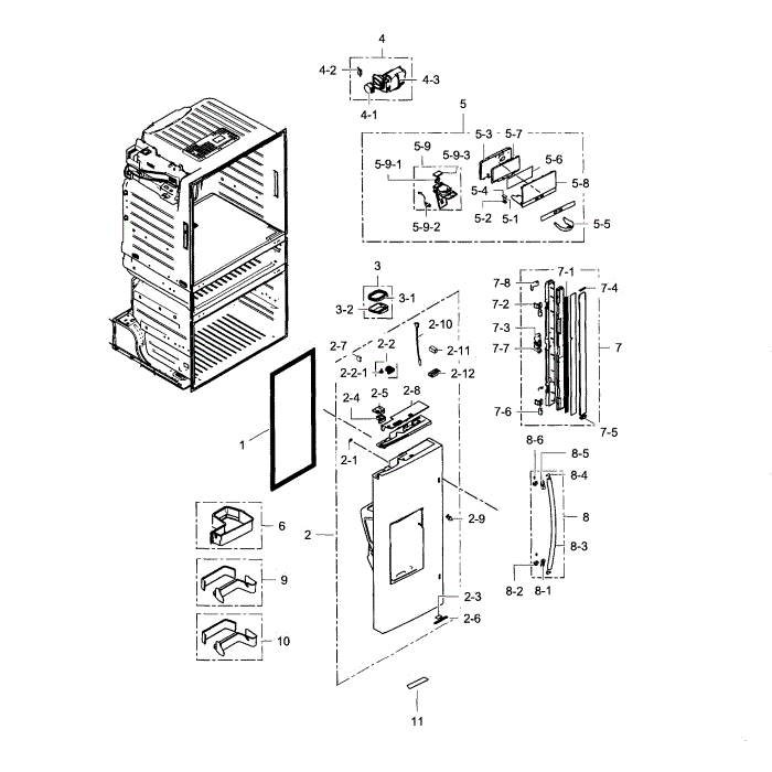 Refrigerator Door L Diagram and Parts List for RF28HMEDBSR AA-03 Samsung Refrigerator