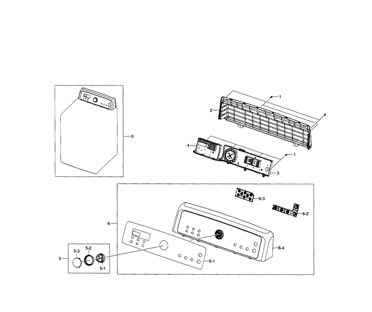 Control Panel Diagram and Parts List for DV5471AEP XAA-0002 Samsung Dryer