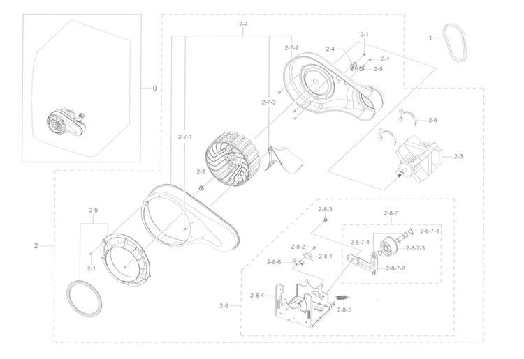 Motor Duct Diagram and Parts List for DV45K6500EV A3-0000 Samsung Dryer