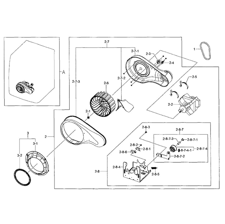 Motor Assy Diagram and Parts List for DV455GVGSWR AA-0002 Samsung Dryer
