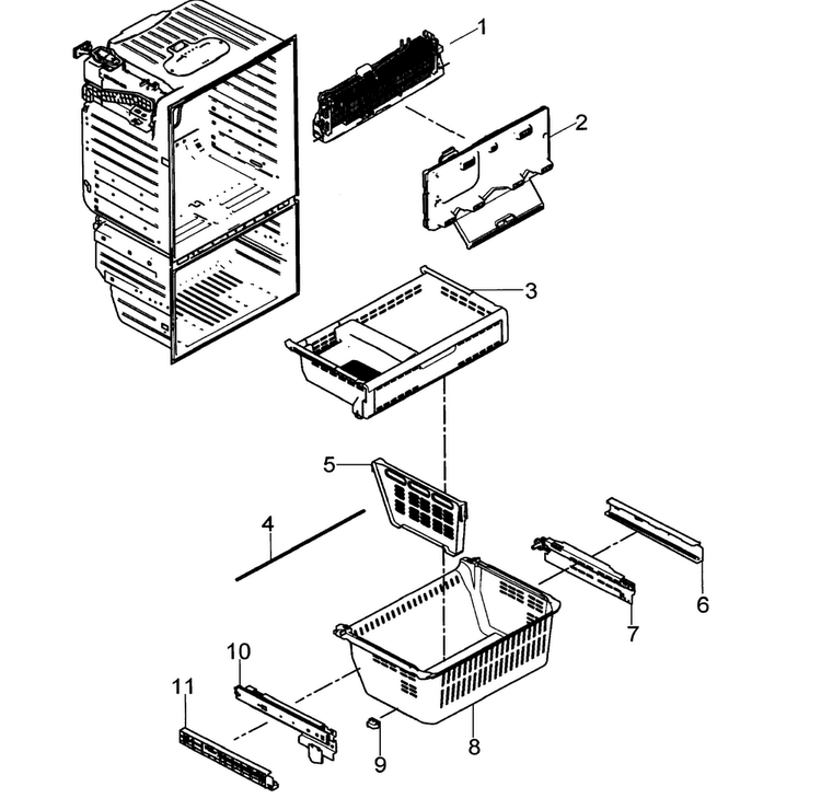 Freezer Diagram and Parts List for RFG29PHDWP XAA Samsung Refrigerator