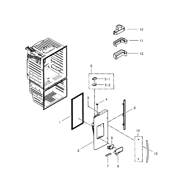 Left Door Diagram and Parts List for RFG29PHDBP XAA-01 Samsung Refrigerator
