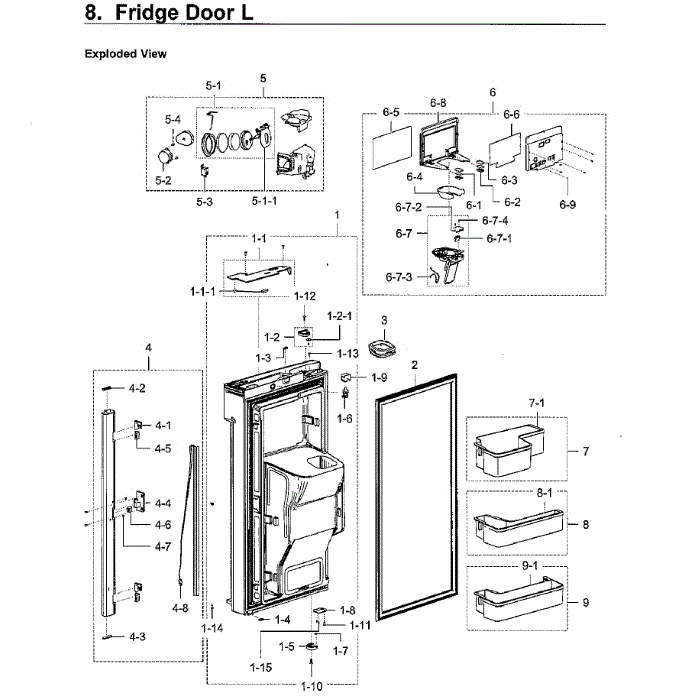 Fridge Door Lt Diagram and Parts List for RF28K9070SG AA-02 Samsung Refrigerator
