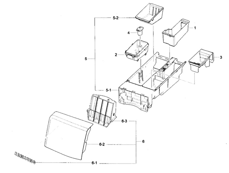 Drawer Assy Diagram and Parts List for WF431ABP XAA-0001 Samsung Washer