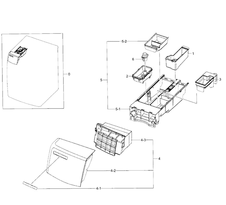 Drawer Diagram and Parts List for WF520ABP XAA-0001 Samsung Washer