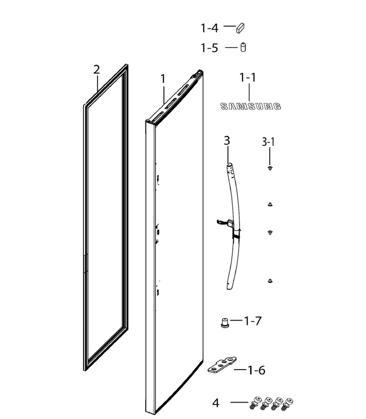 Door Fridge Out Diagram and Parts List for RH25H5611BC AA-0000 Samsung Refrigerator