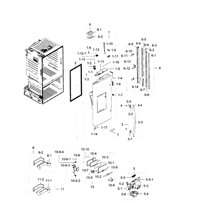 Left Door Diagram and Parts List for RF28HFEDBSR AA-04 Samsung Refrigerator