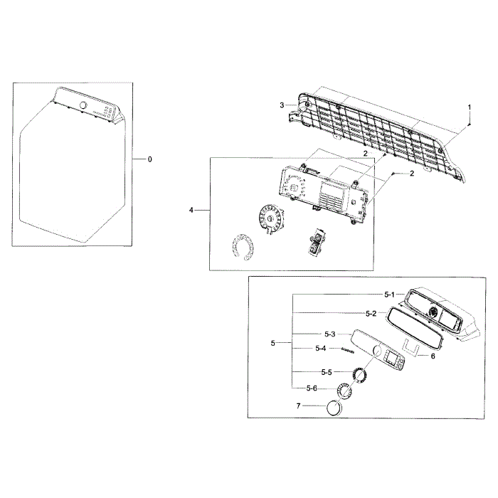 Control Panel Diagram and Parts List for DV56H9000EW A2-00 Samsung Dryer