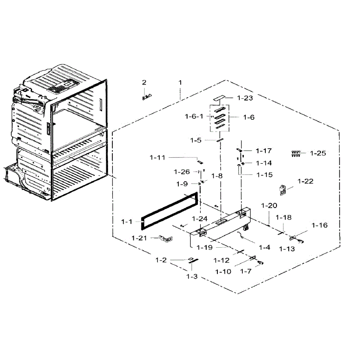 Flexzone Door Diagram and Parts List for RF28HMEDBWW AA-07 Samsung Refrigerator