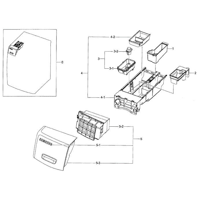 Drawer Diagram and Parts List for WF42H5200AP A2-00 Samsung Washer