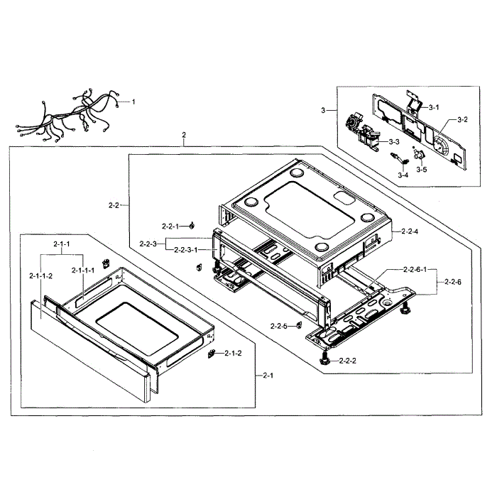 Drawer Assembly Diagram and Parts List for NX583G0VBBB AA-00 Samsung Range
