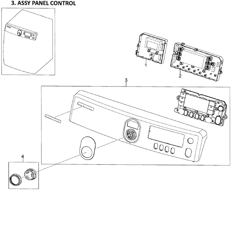 Control Panel Diagram and Parts List for DV448AEP XAA-0001 Samsung Dryer