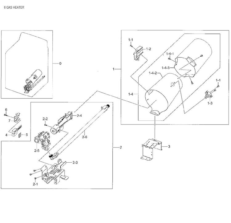 Gas Burner Diagram and Parts List for DV48J7700GW A2-0001 Samsung Dryer