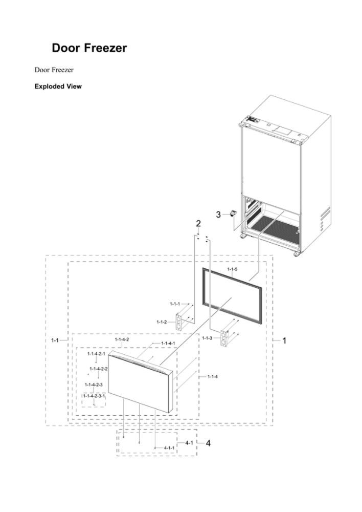 Freezer Door Parts Diagram and Parts List for RF30BB6900AW AA-00 Samsung Refrigerator