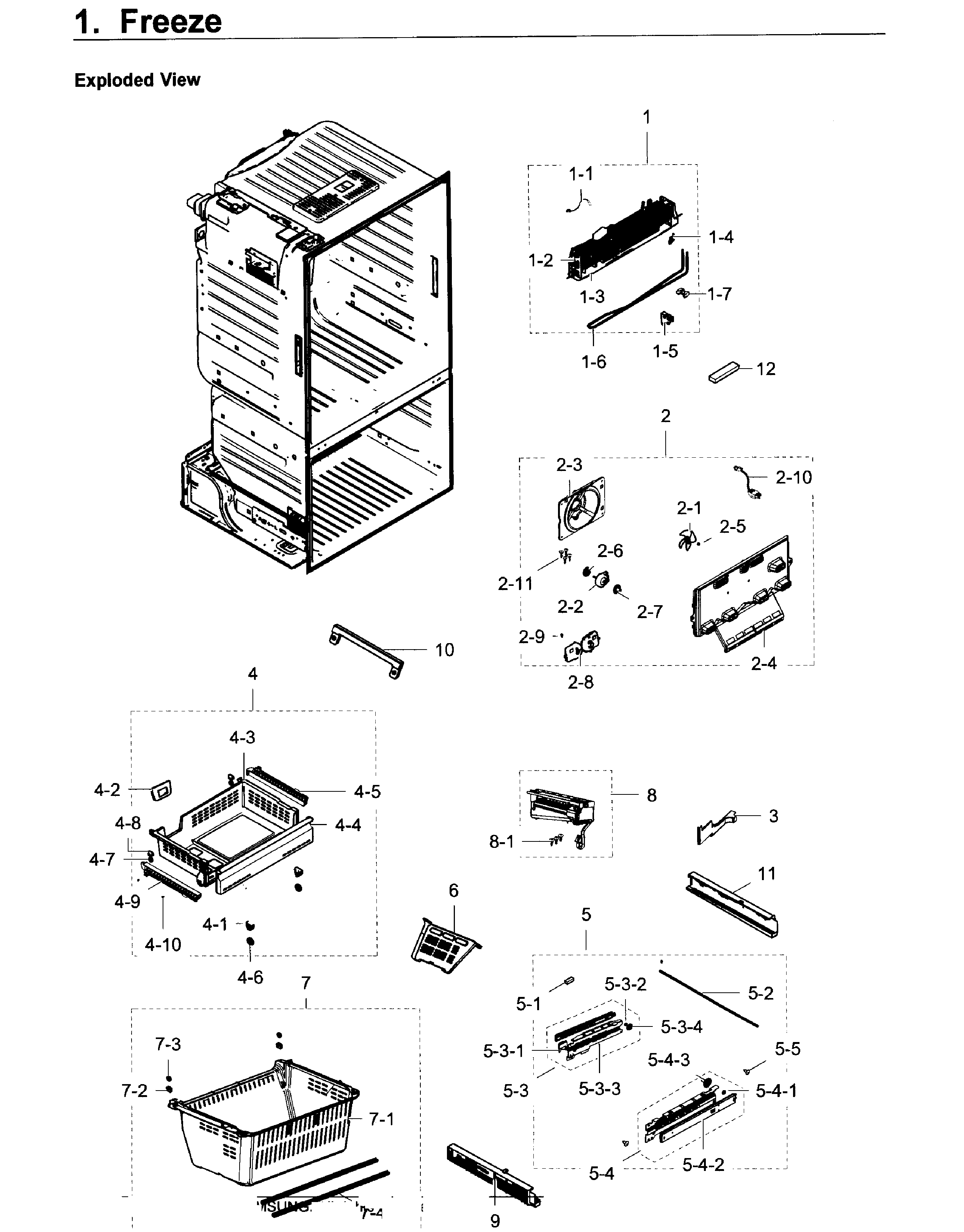 Freezer Diagram and Parts List for RF28HDEDPBC AA-0005 Samsung Refrigerator