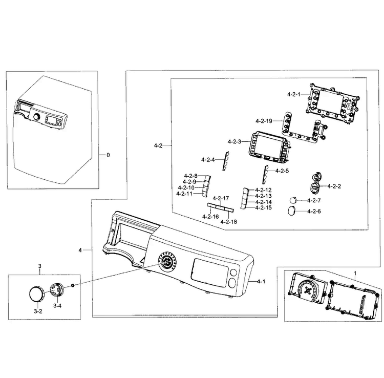 Control Panel Diagram and Parts List for WF435ATGJWR A1-0001 Samsung Washer