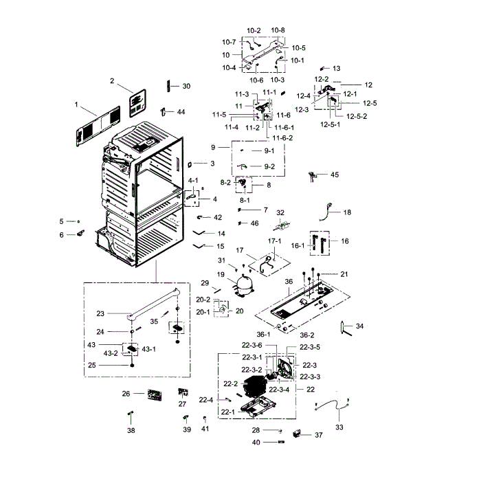 Cabinet Diagram and Parts List for RF4287HABP XAA-00 Samsung Refrigerator