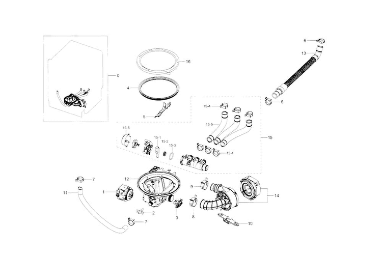 Pump Diagram and Parts List for DW80H9940US AA-0000 Samsung Dishwasher