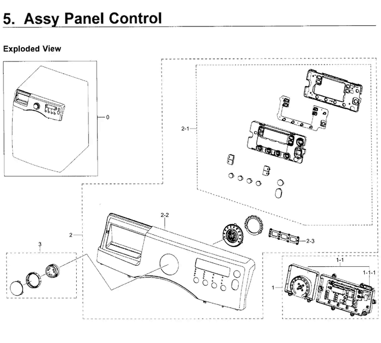 Control Panel Diagram and Parts List for WF350ANP XAA-0000 Samsung Washer