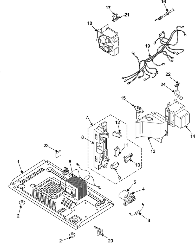 Internal Control/latch Assy/base Diagram and Parts List for MW7695GS XAA Samsung Microwave