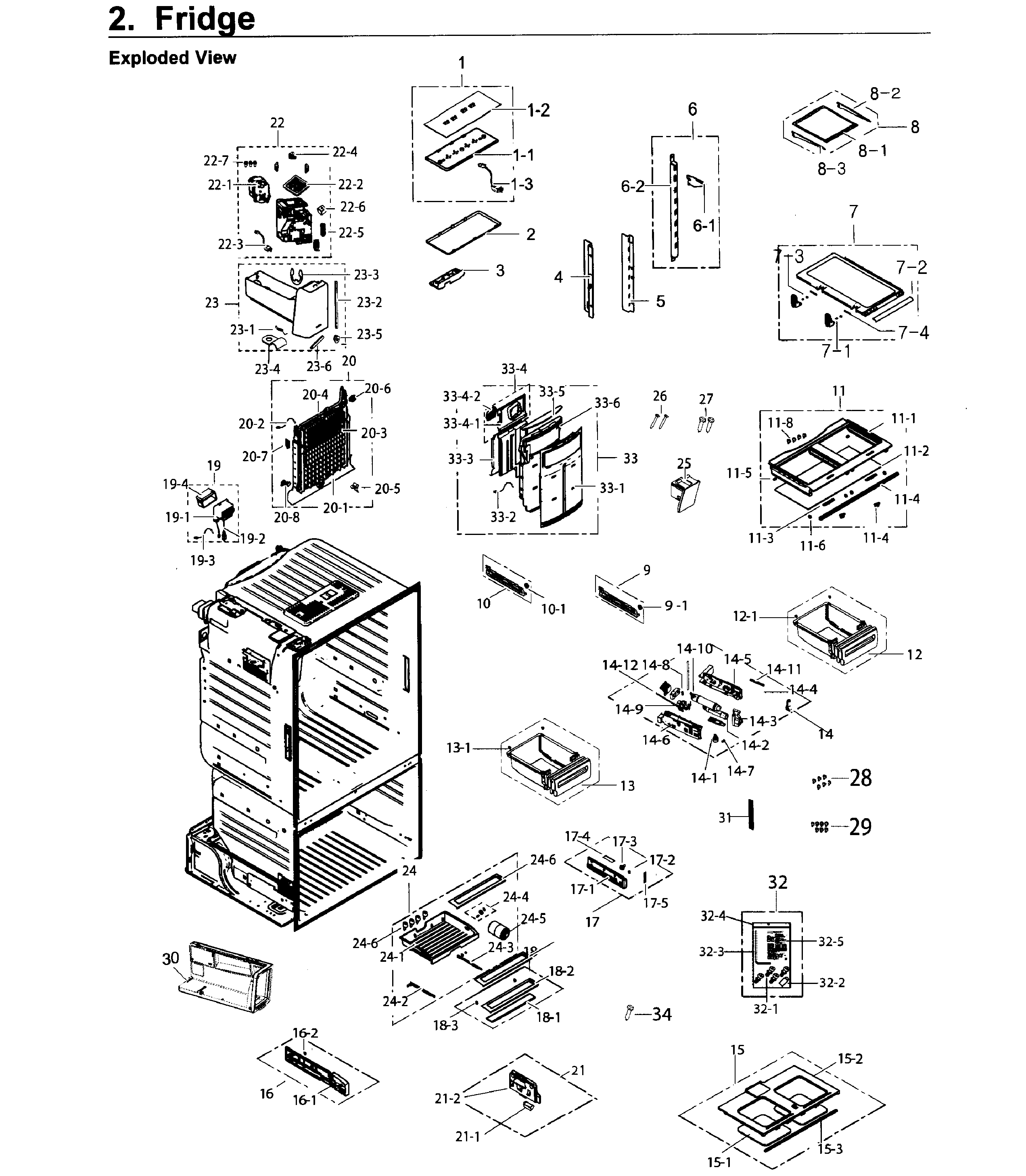 Fridge Diagram and Parts List for RF26J7500WW AA-0001 Samsung Refrigerator