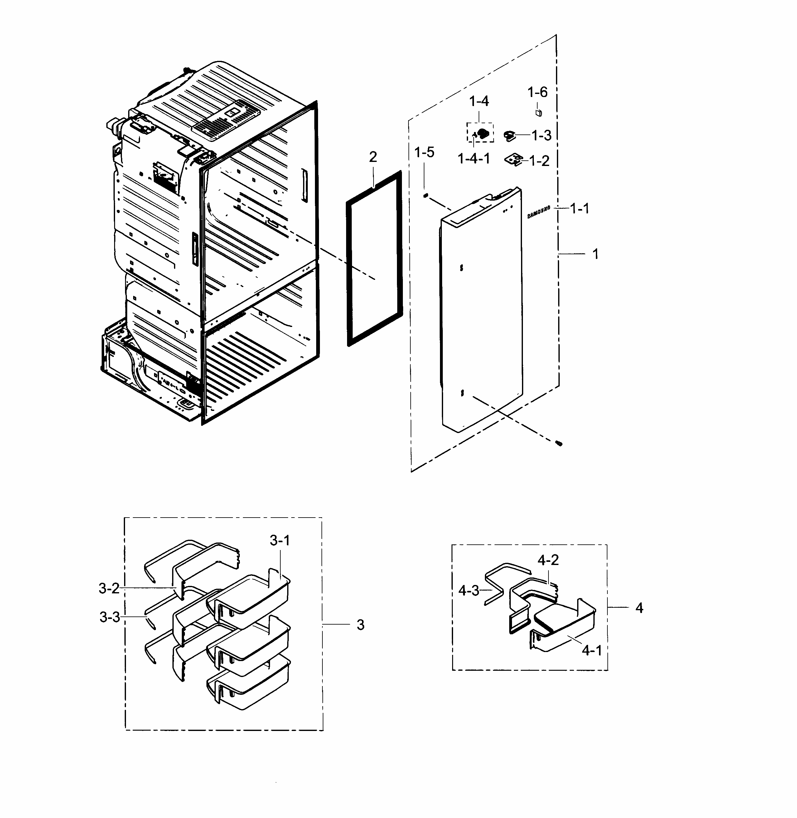 Fridge Door R Diagram and Parts List for RF323TEDBBC AA-0004 Samsung Refrigerator