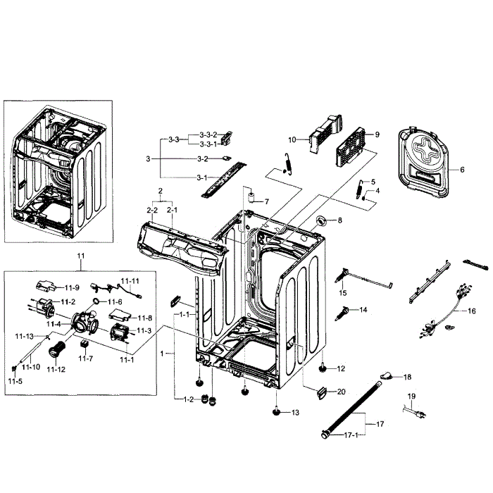 Frame Diagram and Parts List for WF511ABR XAA-03 Samsung Washer
