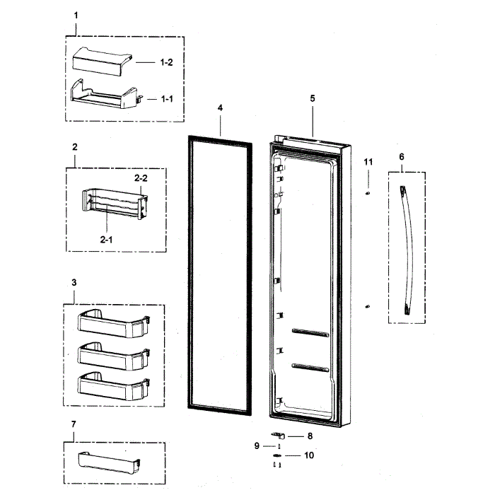 Right Door Diagram and Parts List for RSG307AAWP XAA-00 Samsung Refrigerator