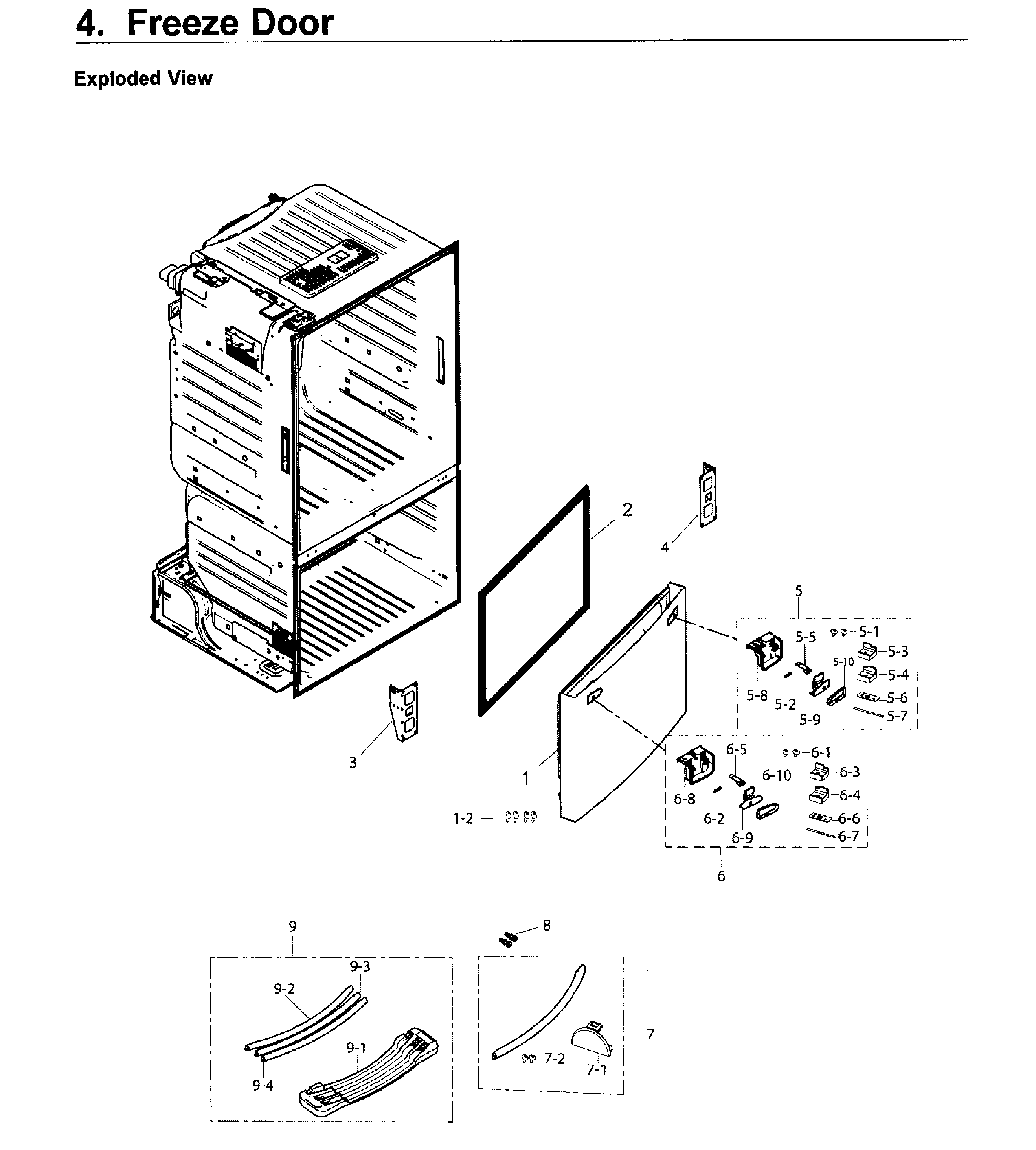 Freezer Door Diagram and Parts List for RF26J7500SR AA-0002 Samsung Refrigerator
