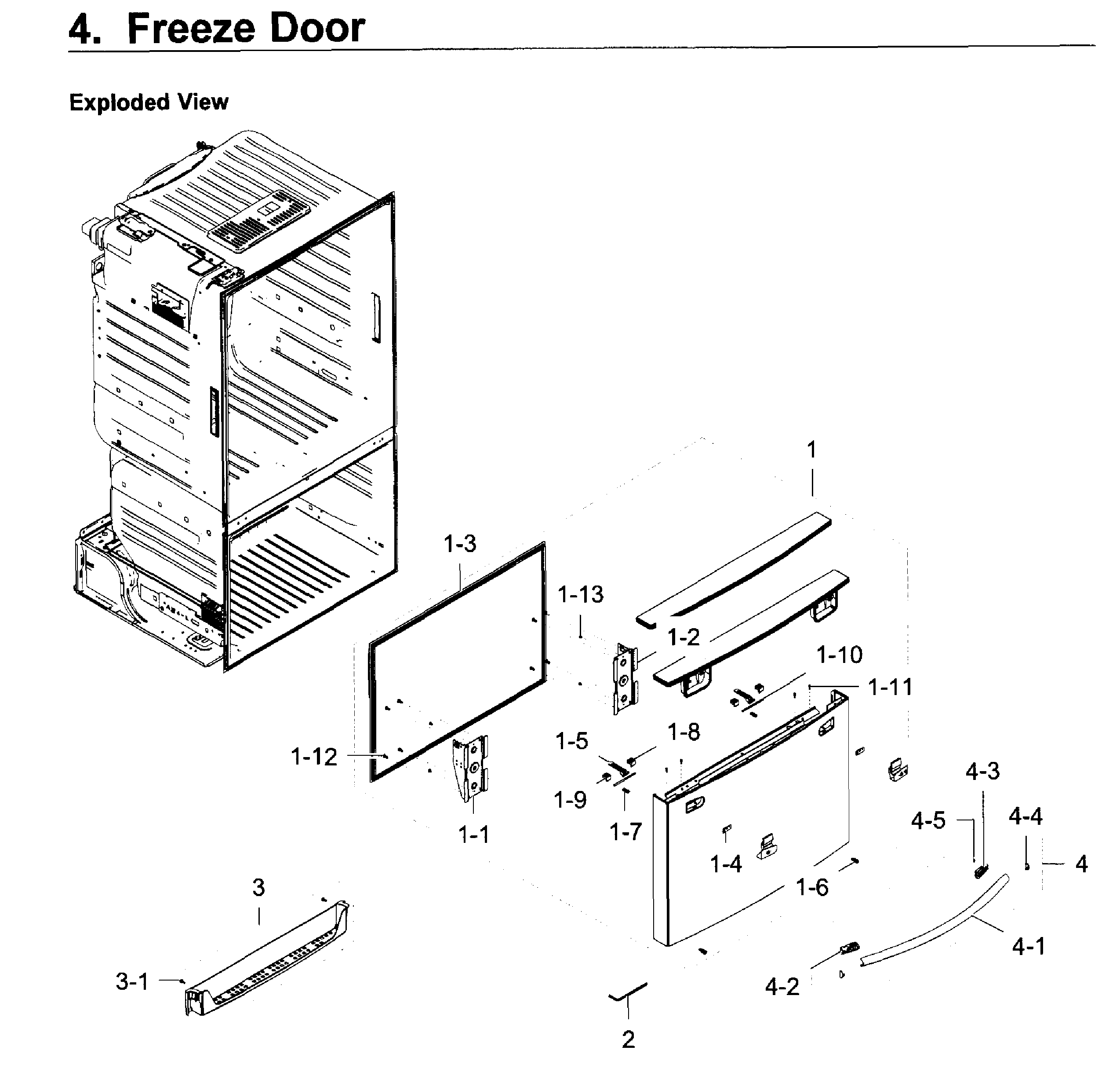 Freezer Door Diagram and Parts List for RF23HCEDBSR AA-0013 Samsung Refrigerator