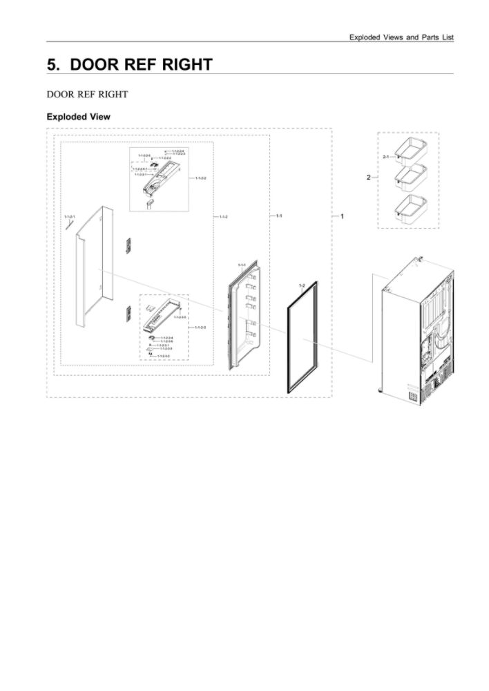 Right Refrigerator Door Parts Diagram and Parts List for RF24R7201SR AA-06 Samsung Refrigerator