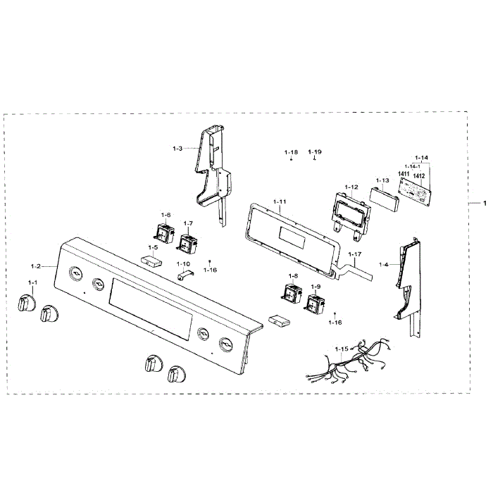 Control Diagram and Parts List for NE59J7850WG AA-00 Samsung Range