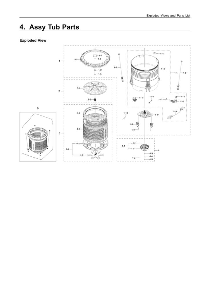 Tub Assembly Diagram and Parts List for WA50R5400AV US-51 Samsung Washer