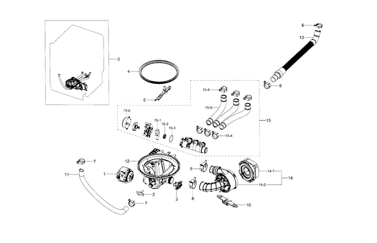 Pump Diagram and Parts List for DW80H9970MO AA-0000 Samsung Dishwasher