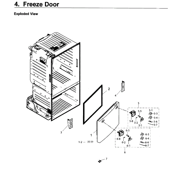 Freezer Door Diagram and Parts List for RF26J7500BC AA-02 Samsung Refrigerator