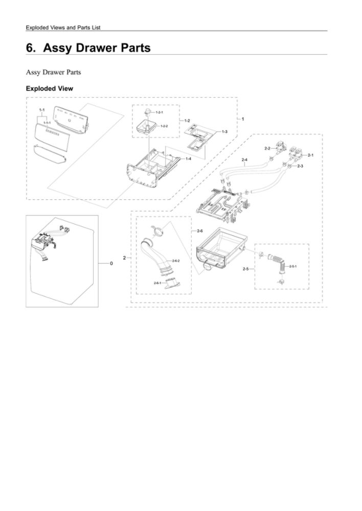 Drawer Assembly Diagram and Parts List for WF45R6100AC US-51 Samsung Washer
