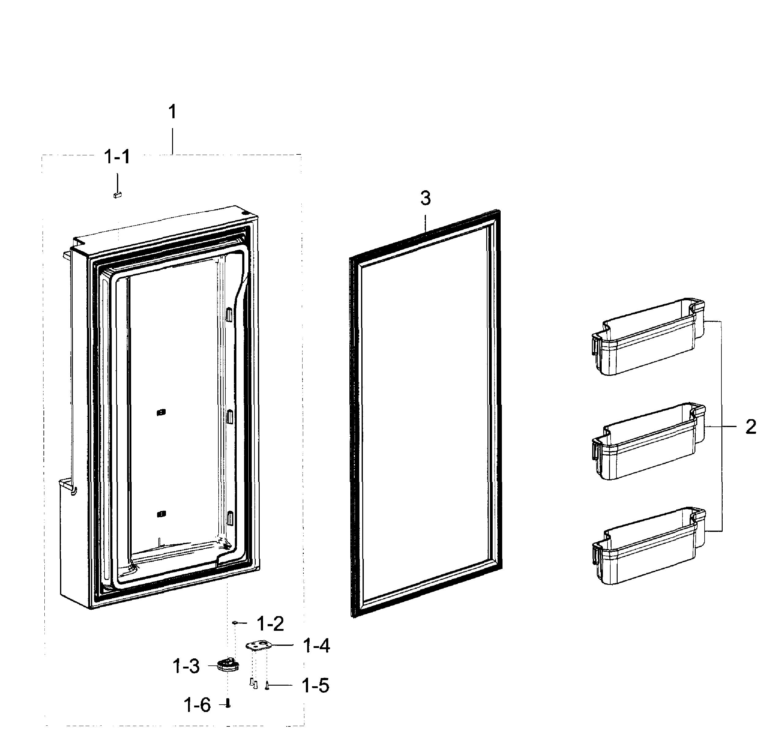 Freezer Door L Diagram and Parts List for RF23J9011SR AA-0004 Samsung Refrigerator