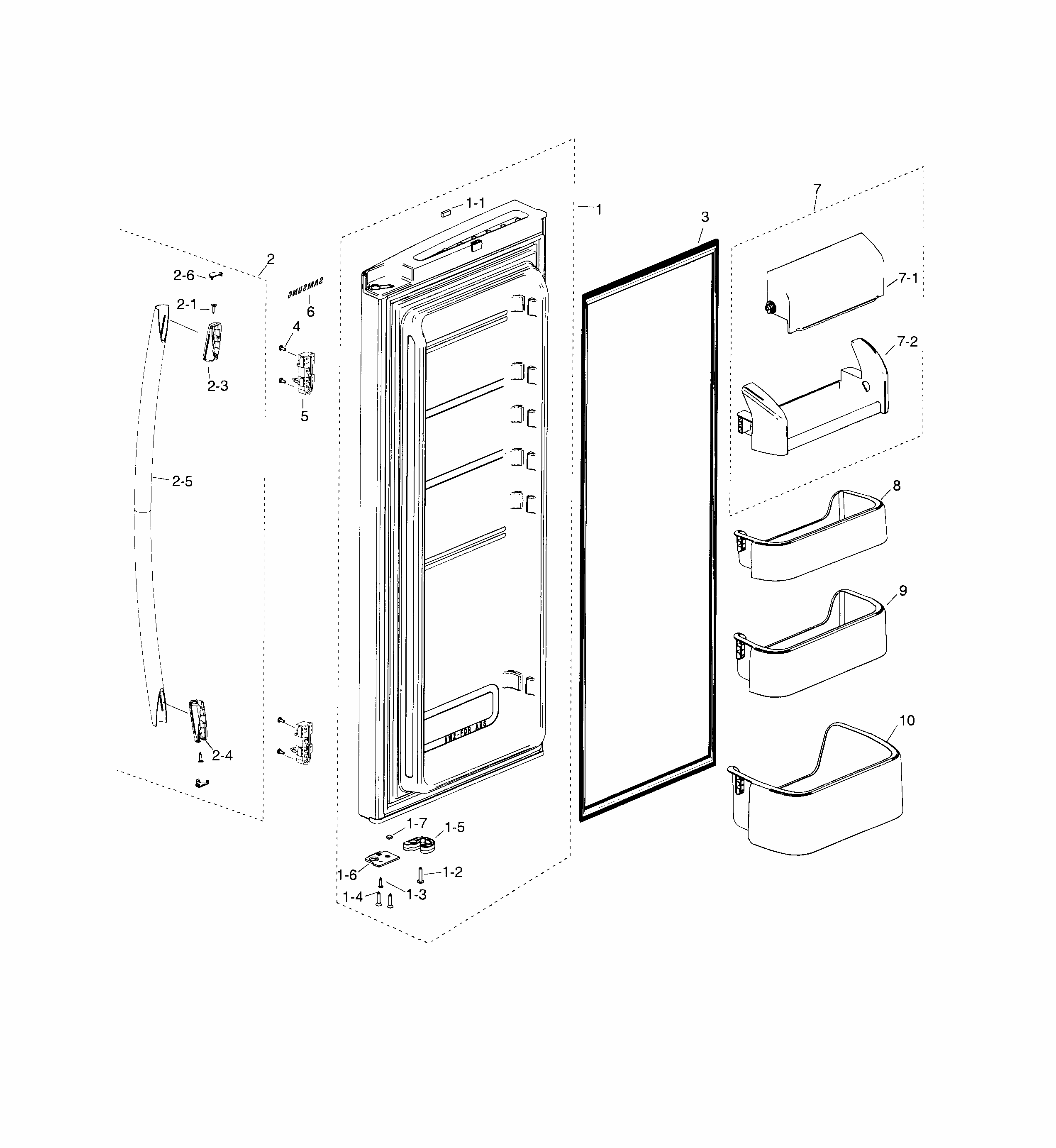 Fridge Door R Diagram and Parts List for RF18HFENBWW AA-0000 Samsung Refrigerator